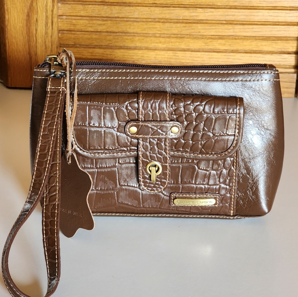 NWT - CHARLIE LAPSON LEATHER WRISTLET